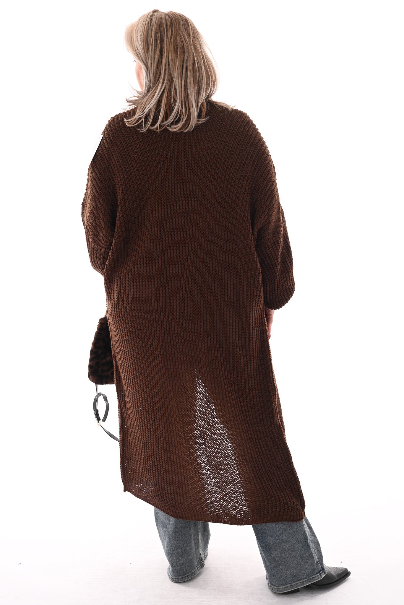 Gebreid vest met zakken bruin
