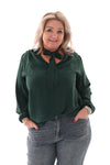 Blouse met strik flessengroen