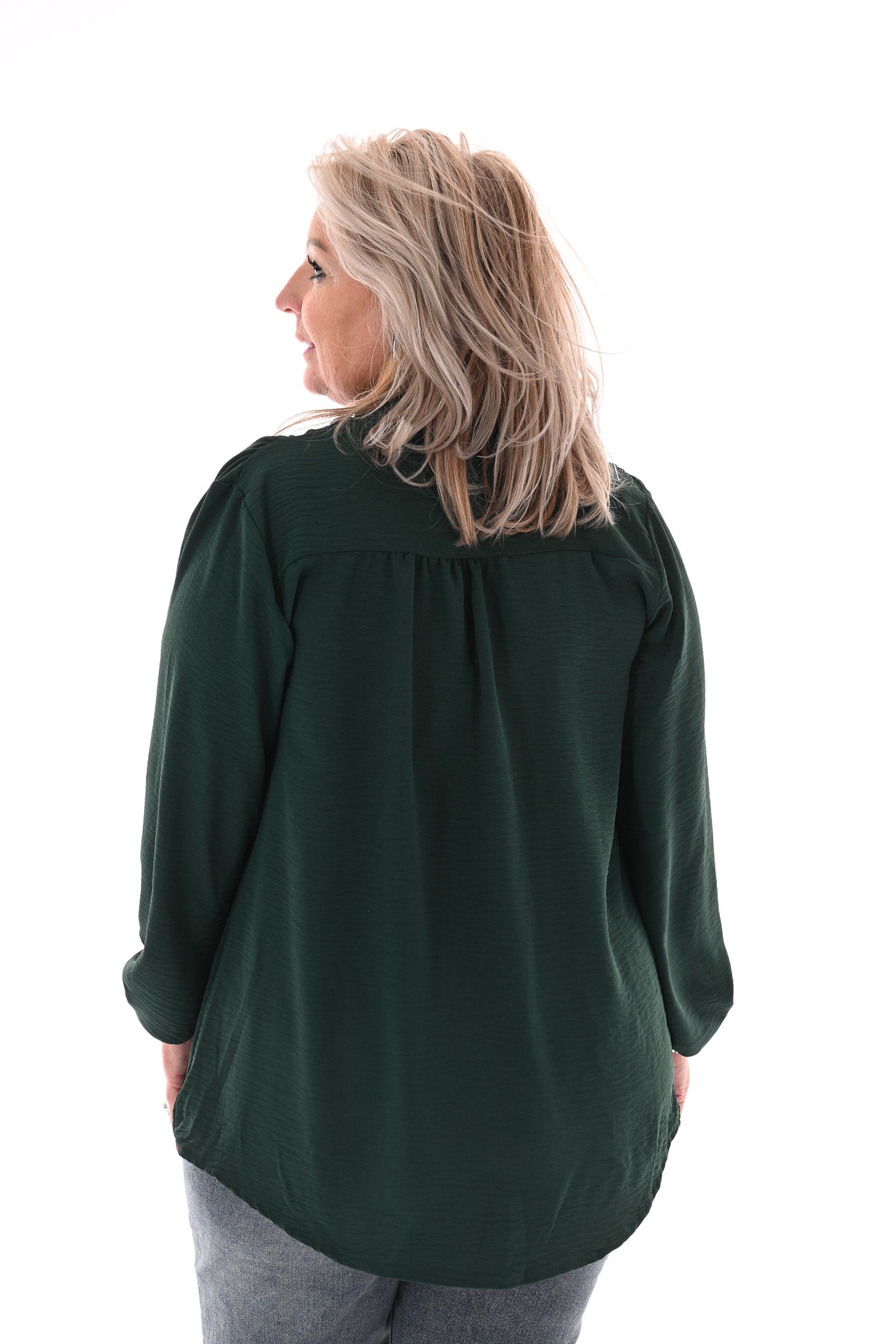 Blouse met strik flessengroen