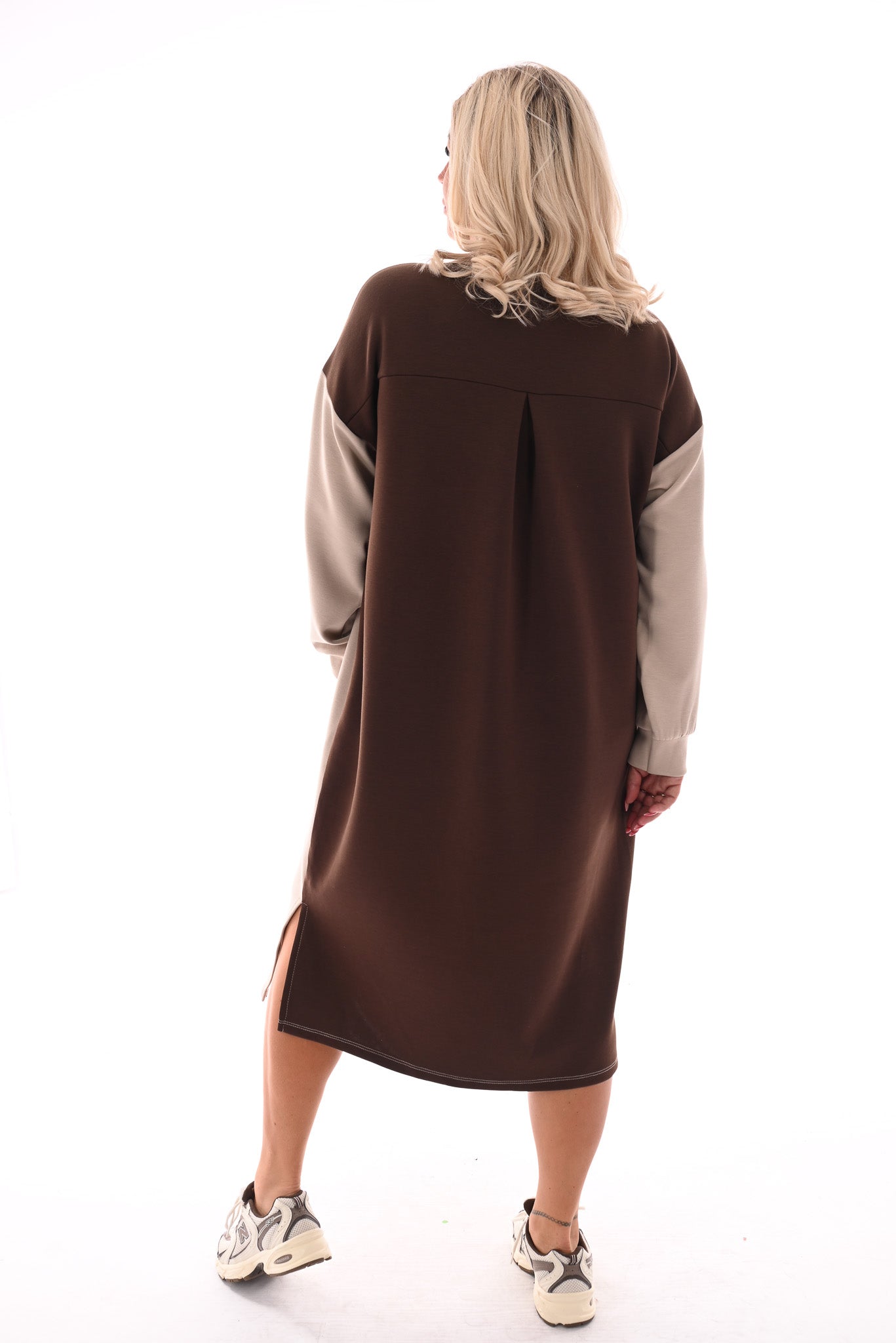 Sweaterdress 90's lange mouwen bruin