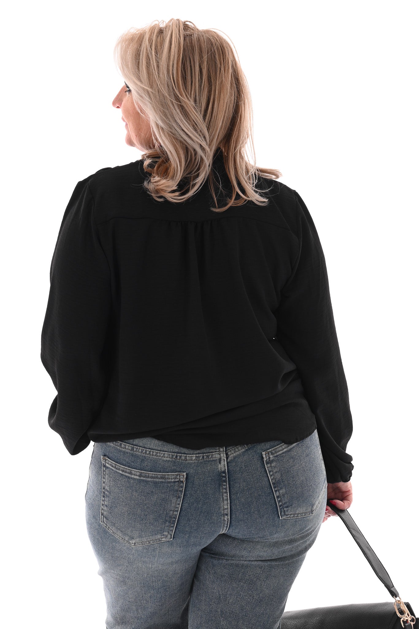 Blouse met strik zwart