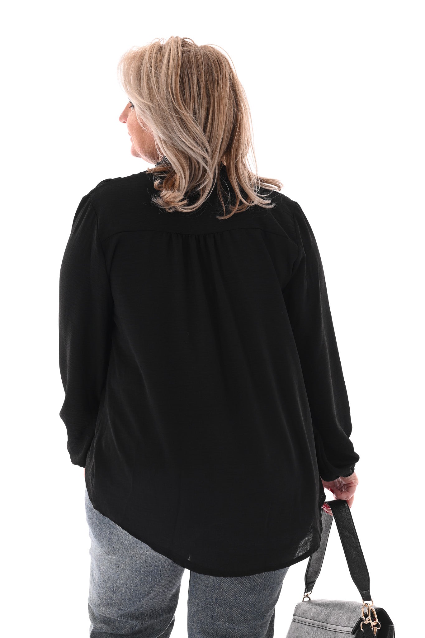 Blouse met strik zwart