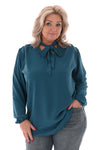Blouse met strik petrol