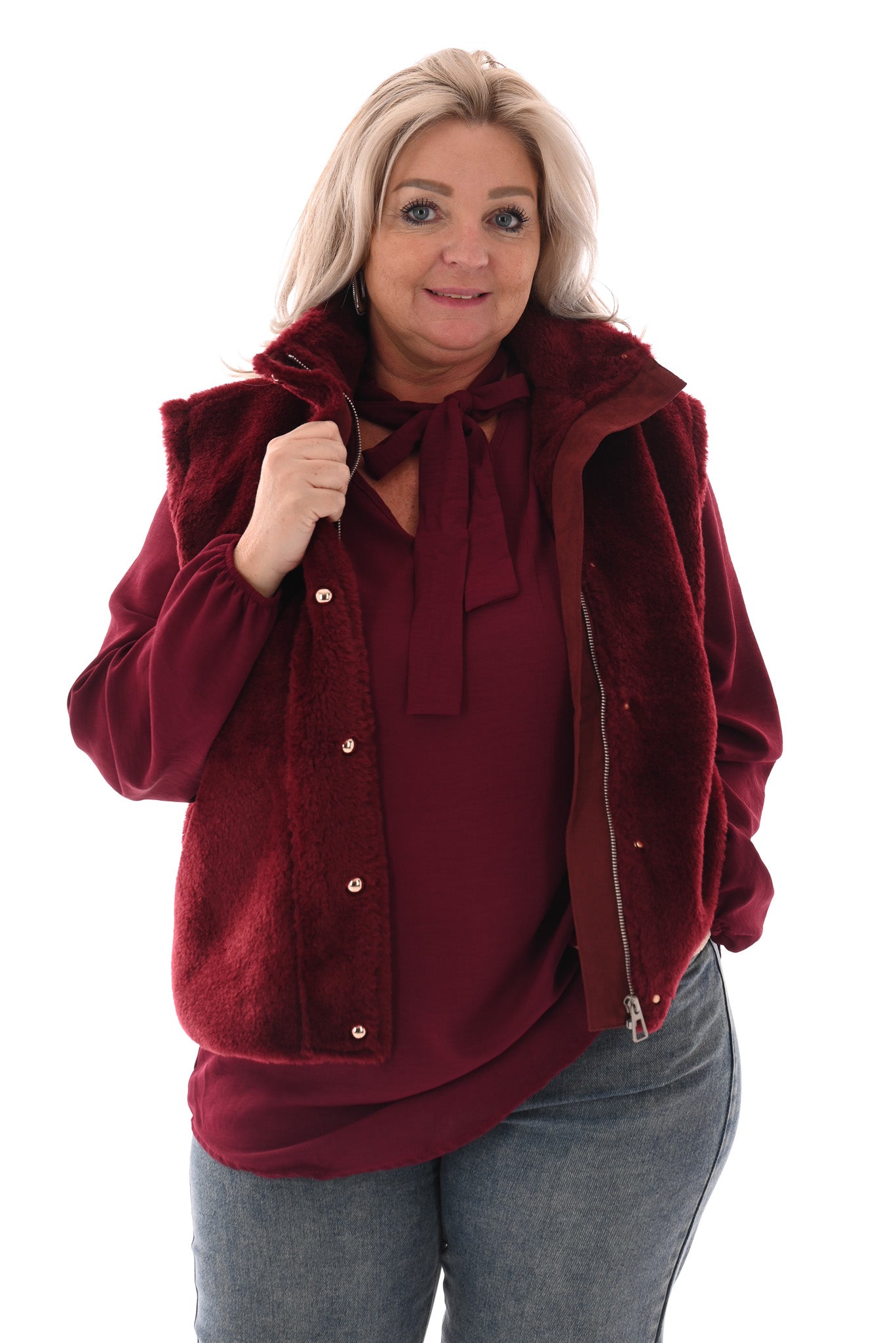 Blouse met strik bordeaux