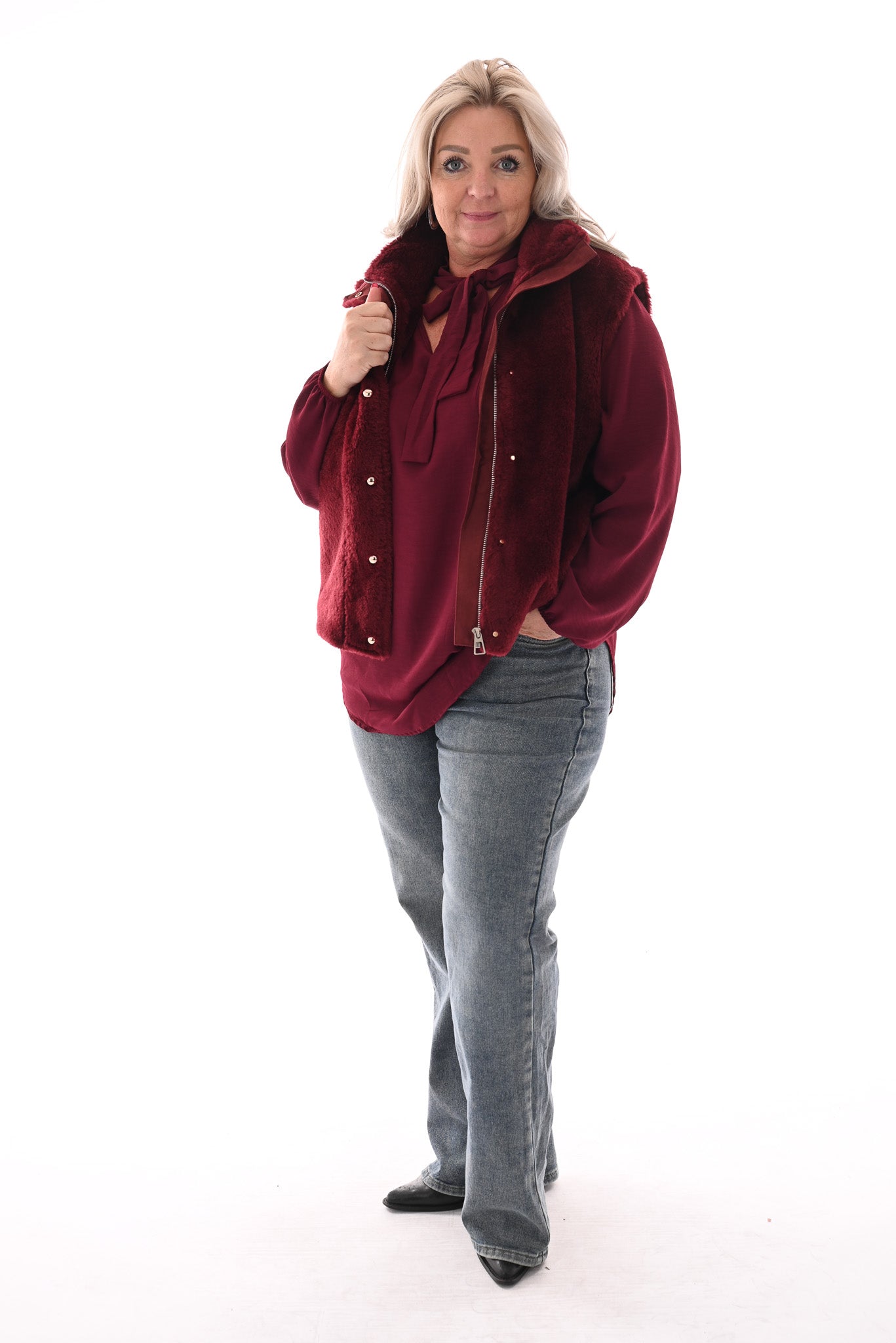Blouse met strik bordeaux