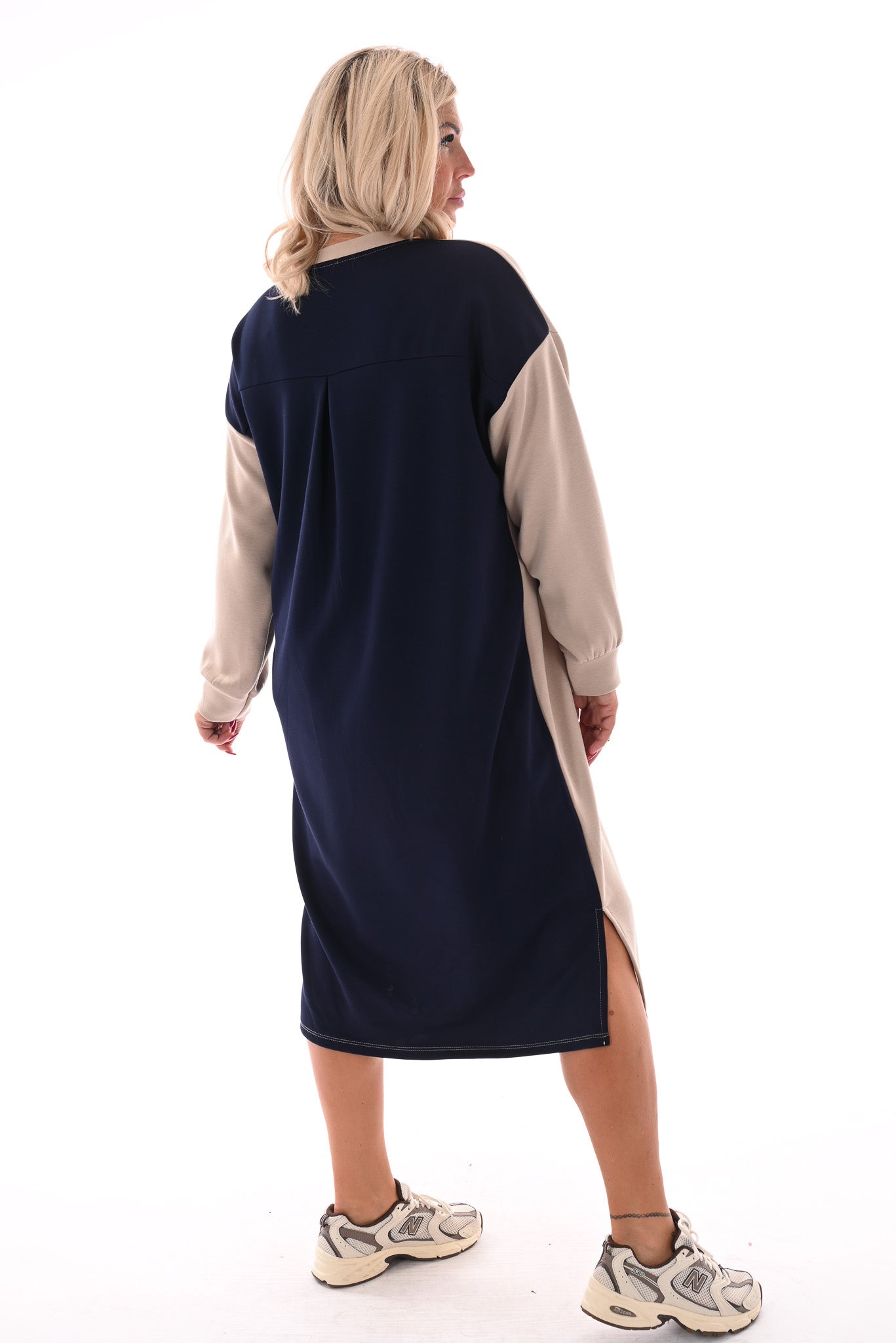 Sweaterdress 90's lange mouwen marineblauw