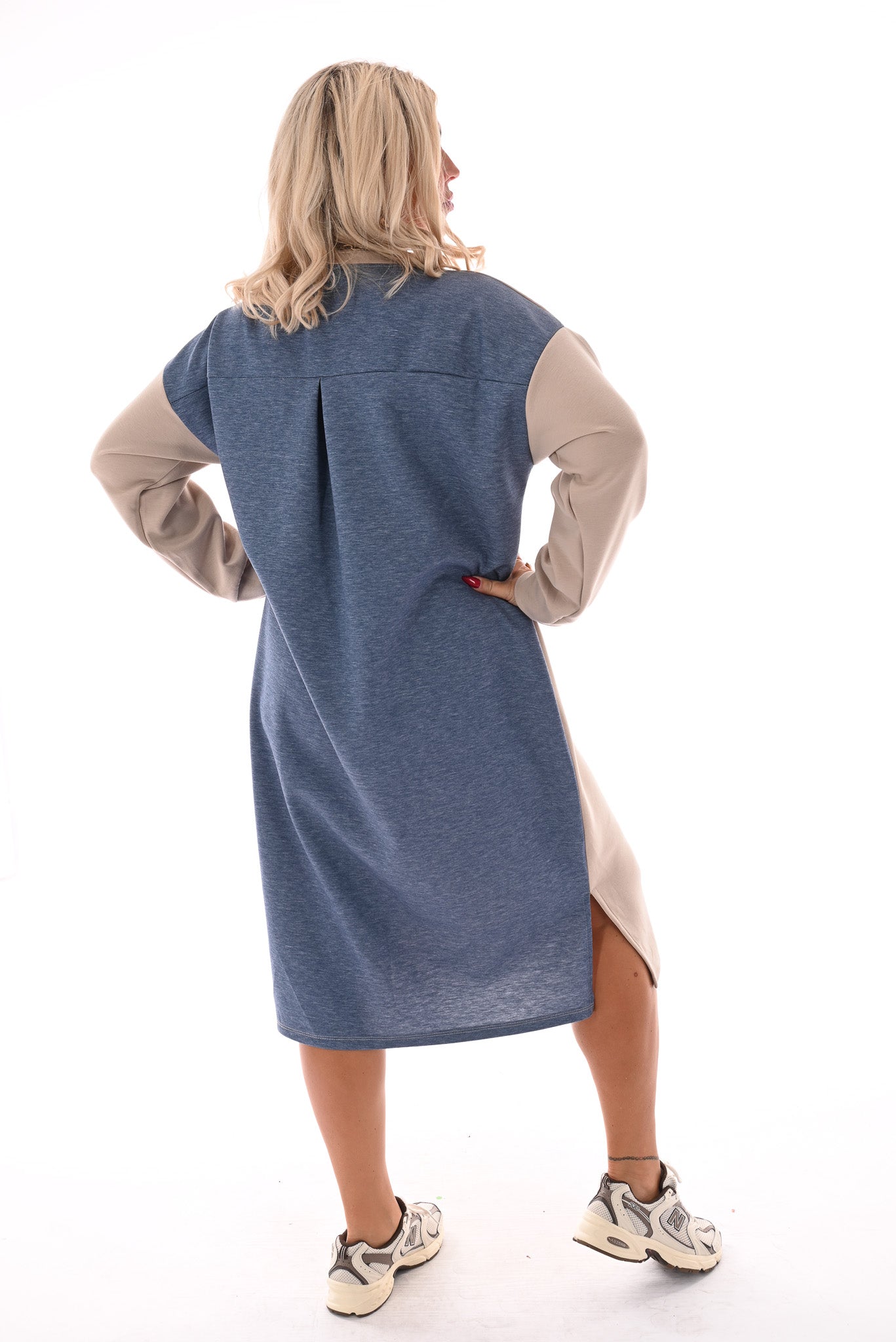 Sweaterdress 90's lange mouwen jeansblauw