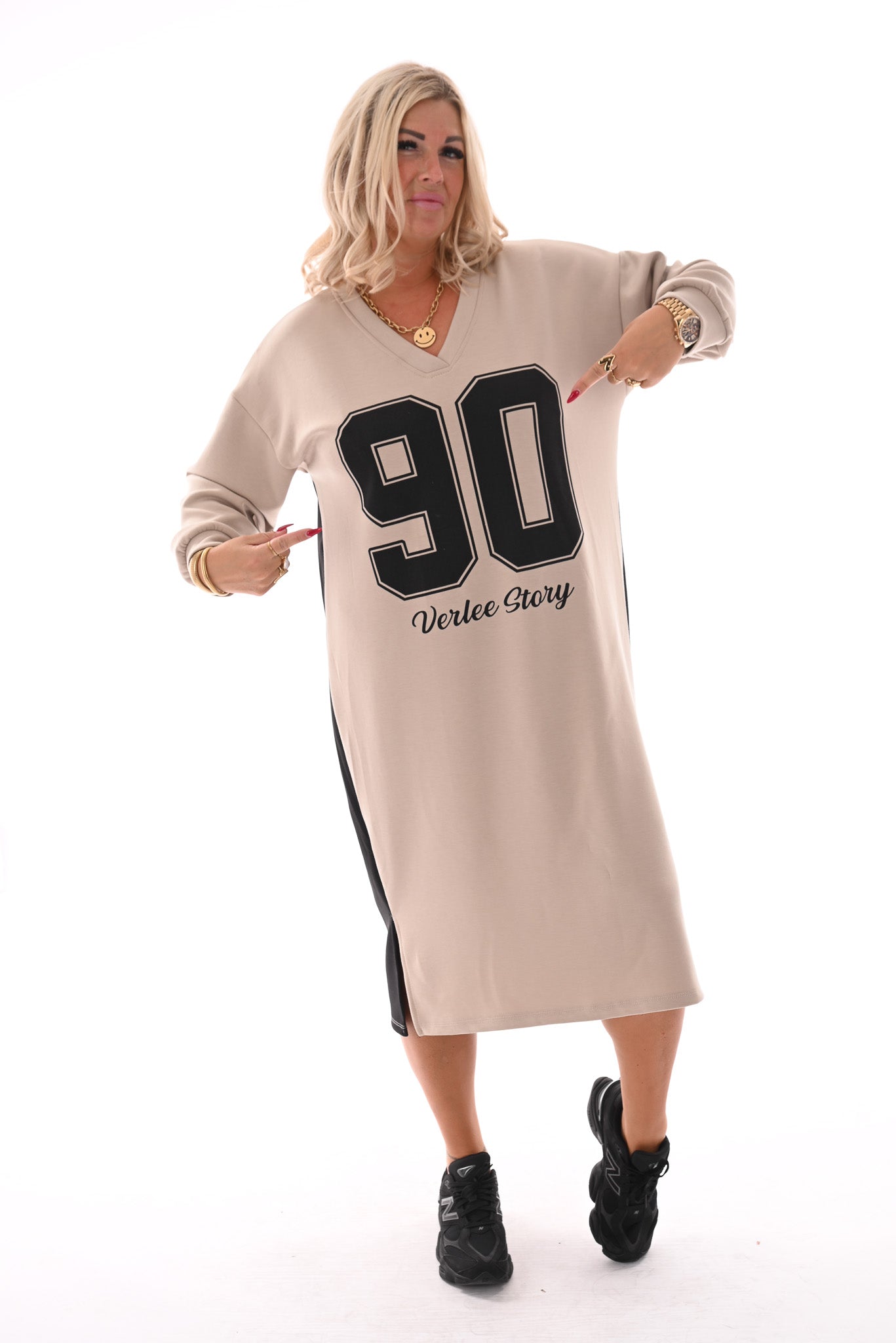 Sweaterdress 90's lange mouwen zwart