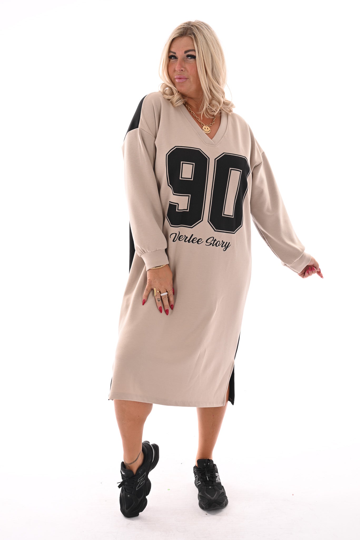 Sweaterdress 90's lange mouwen zwart