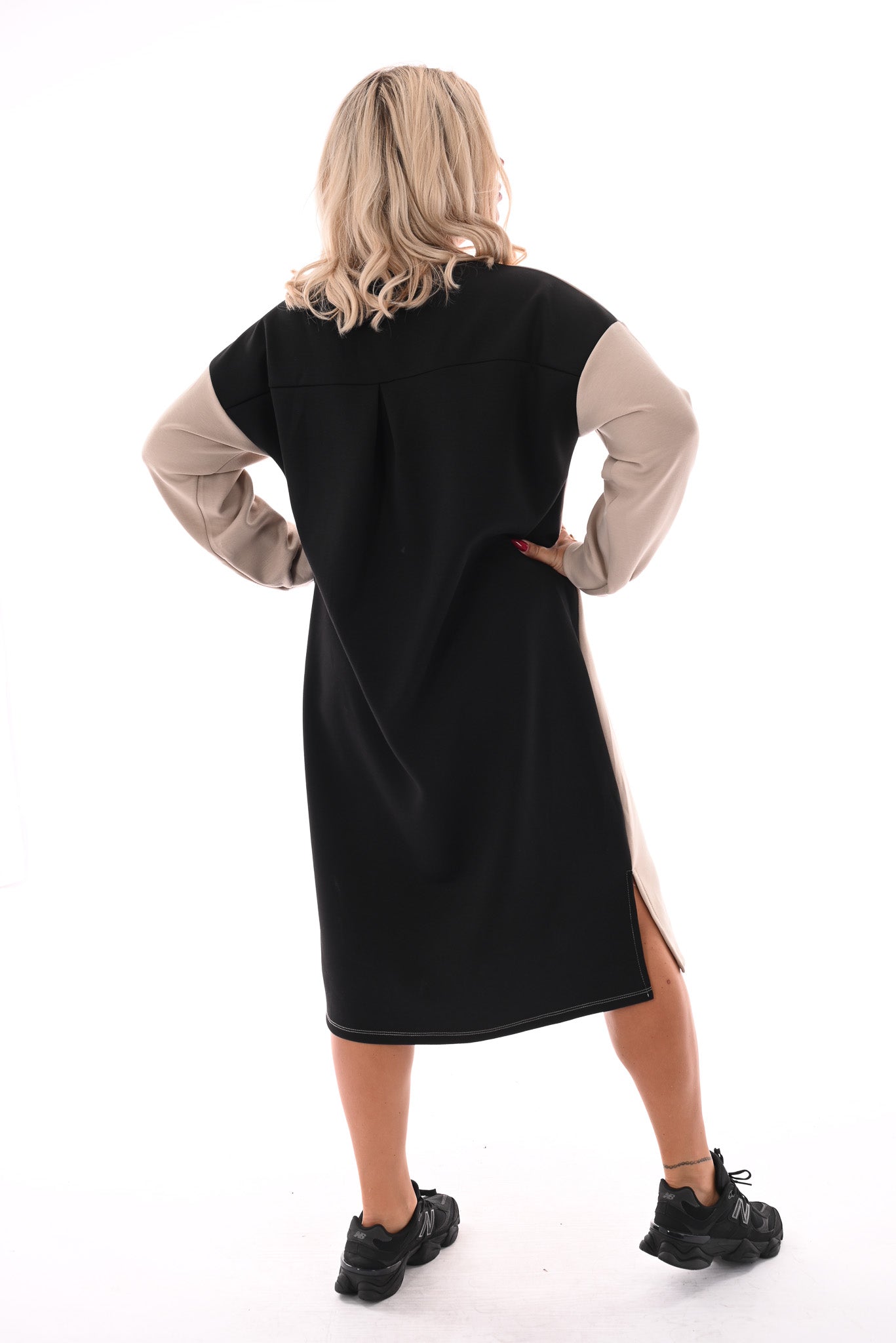 Sweaterdress 90's lange mouwen zwart