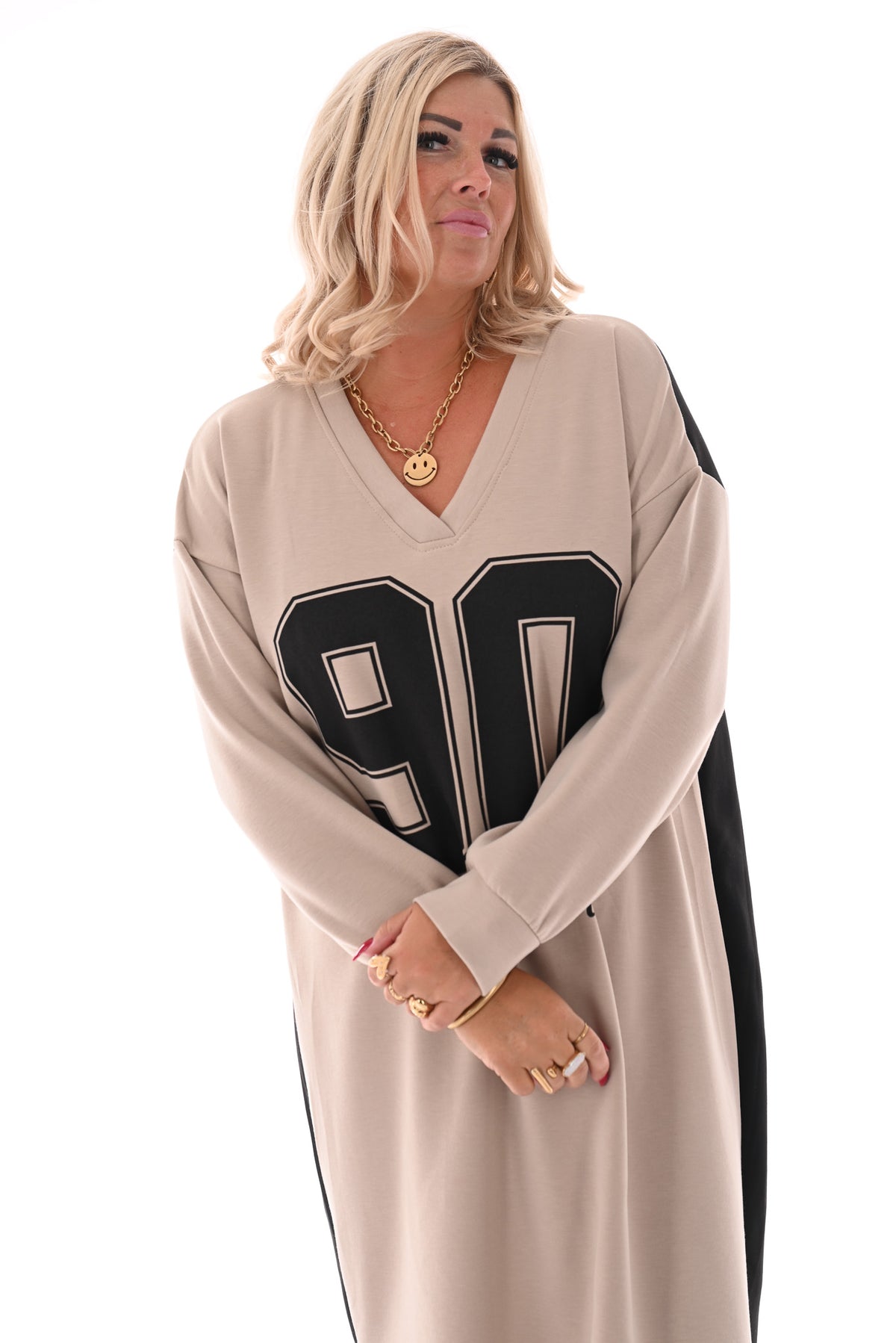 Sweaterdress 90's lange mouwen zwart