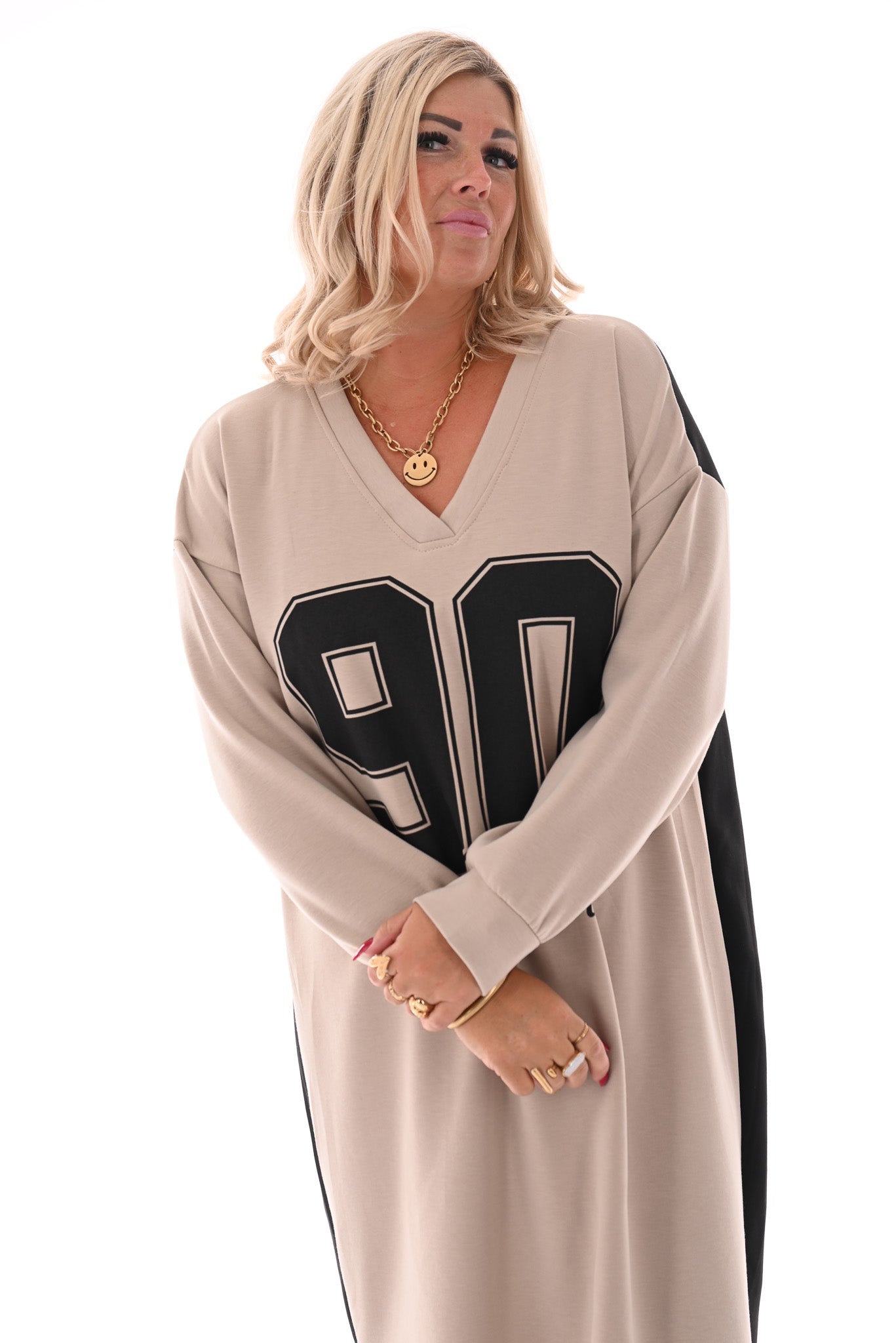 Sweaterdress 90's lange mouwen zwart