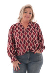 Top v-hals wave bordeaux