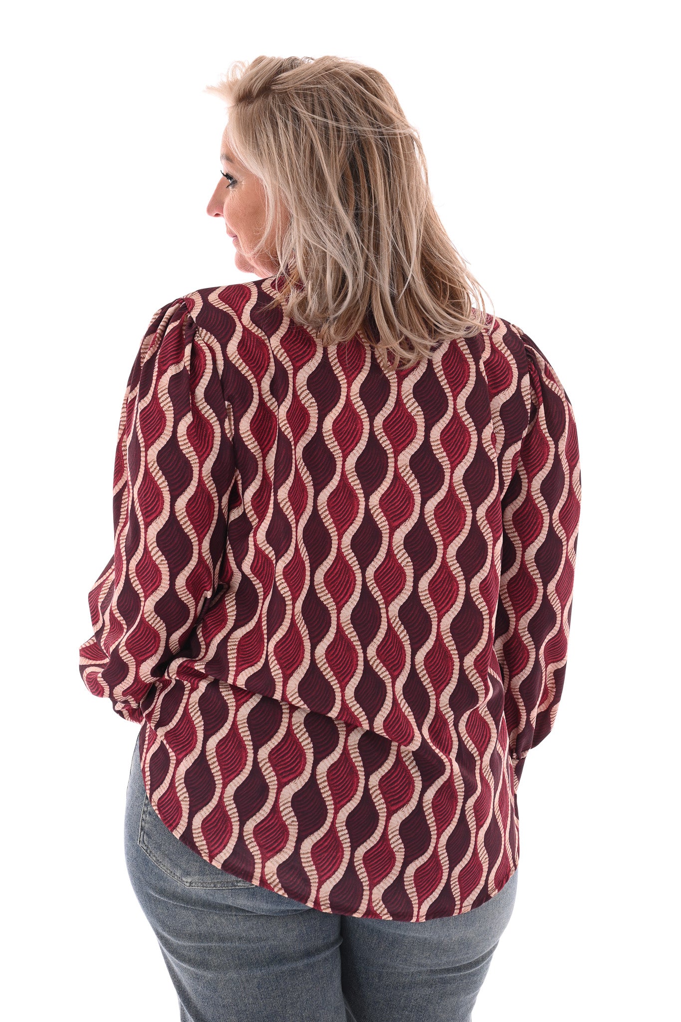 Top v-hals wave bordeaux
