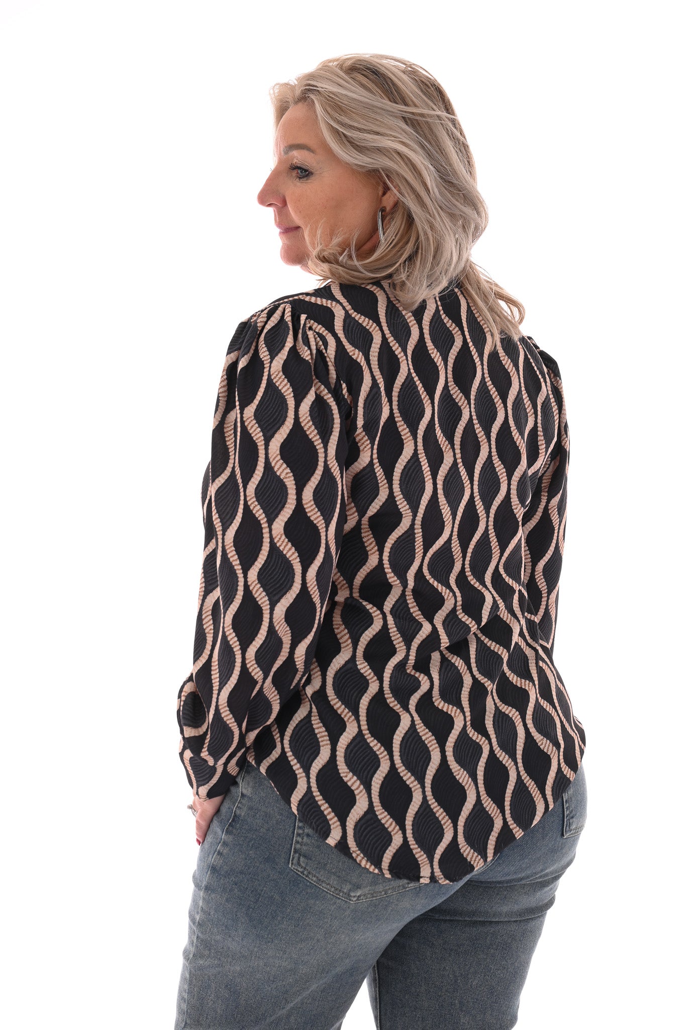 Top v-hals wave zwart