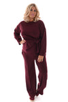 Tweedelig pak met strik knoop aubergine