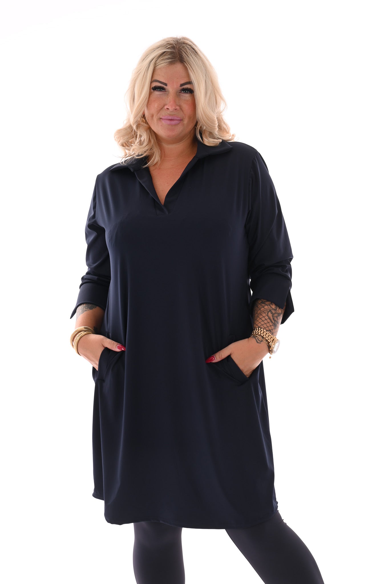 Travel tuniek v-hals uni marineblauw