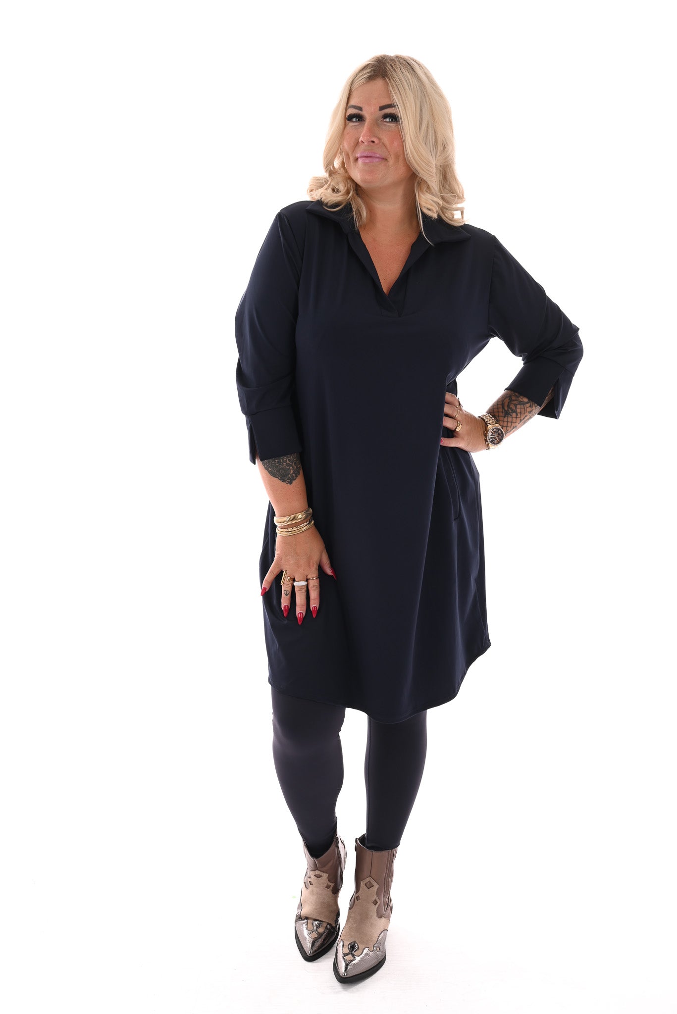 Travel tuniek v-hals uni marineblauw