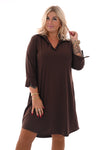 Travel tuniek v-hals uni bruin