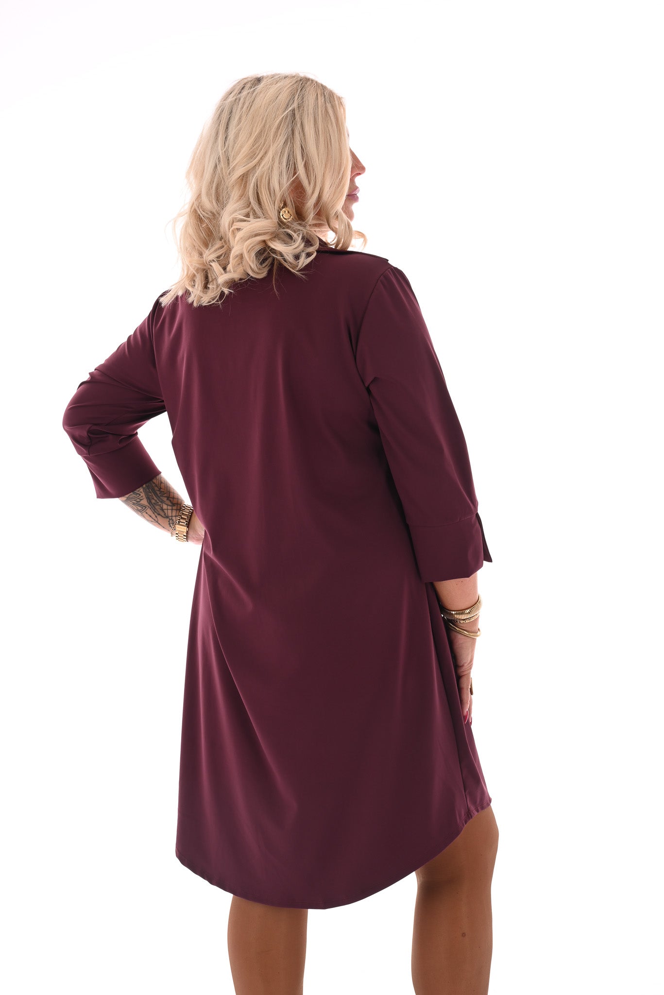 Travel tuniek v-hals uni aubergine