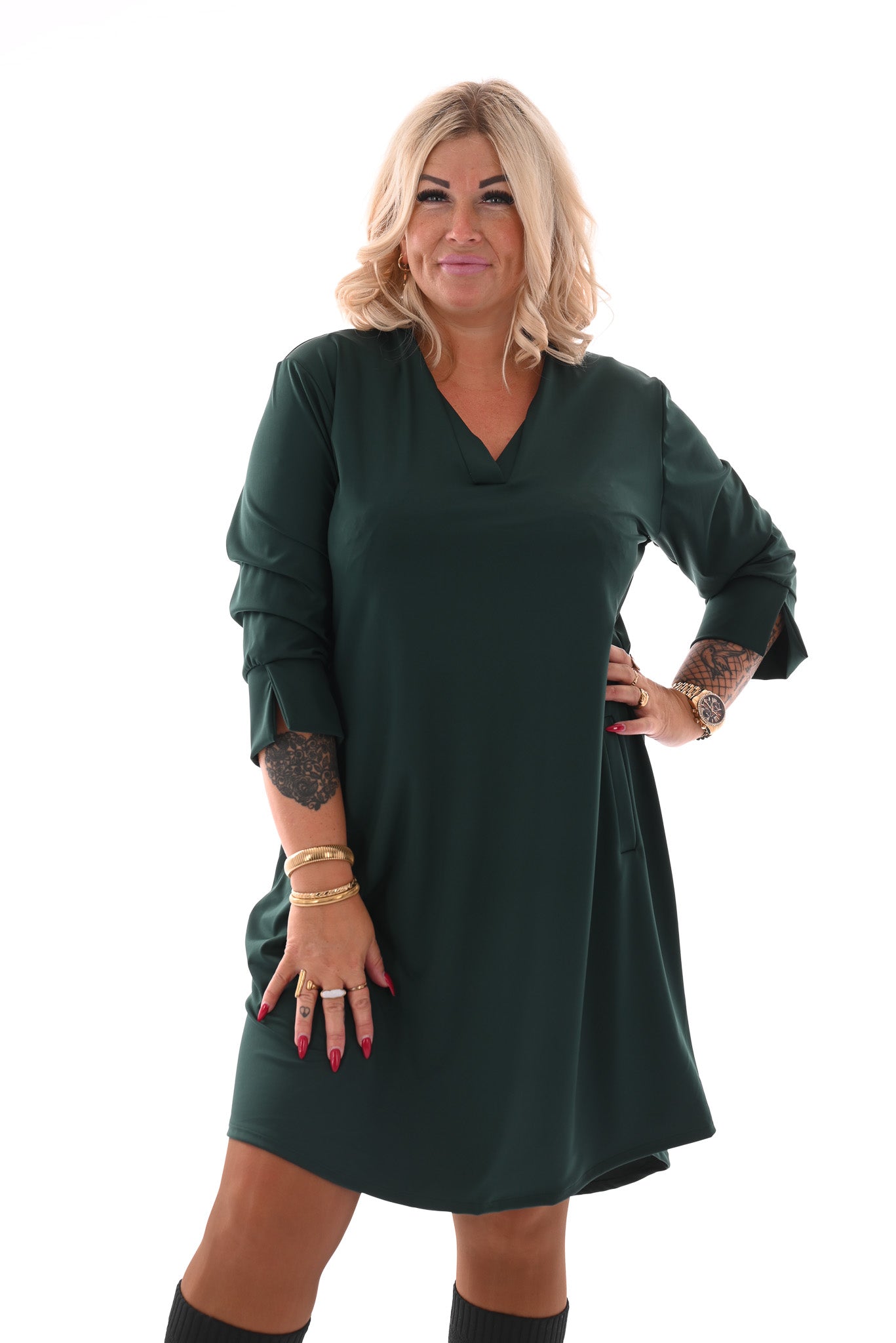 Travel tuniek v-hals uni flessengroen