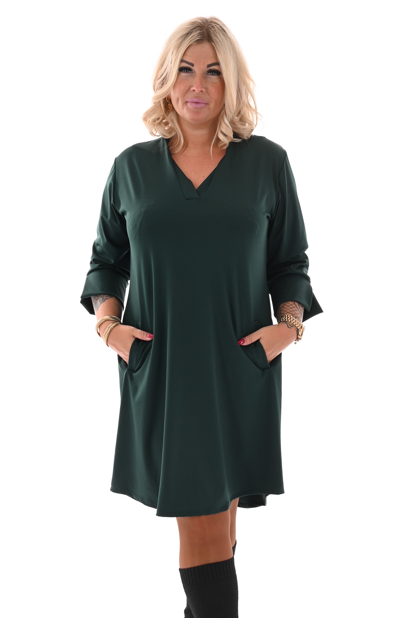 Travel tuniek v-hals uni flessengroen
