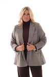 Blazer visgraat met strass beige