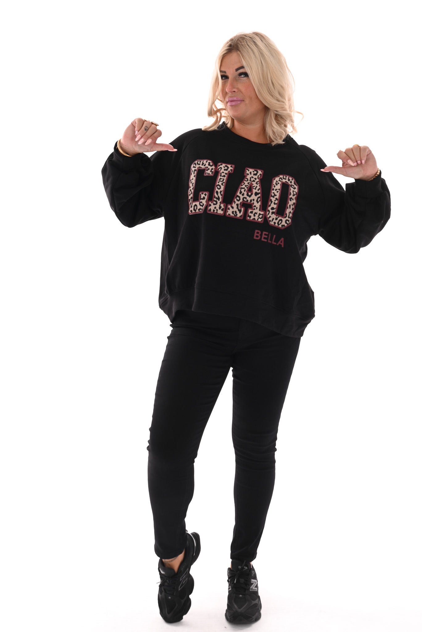 Sweater Ciao Bella panterprint zwart