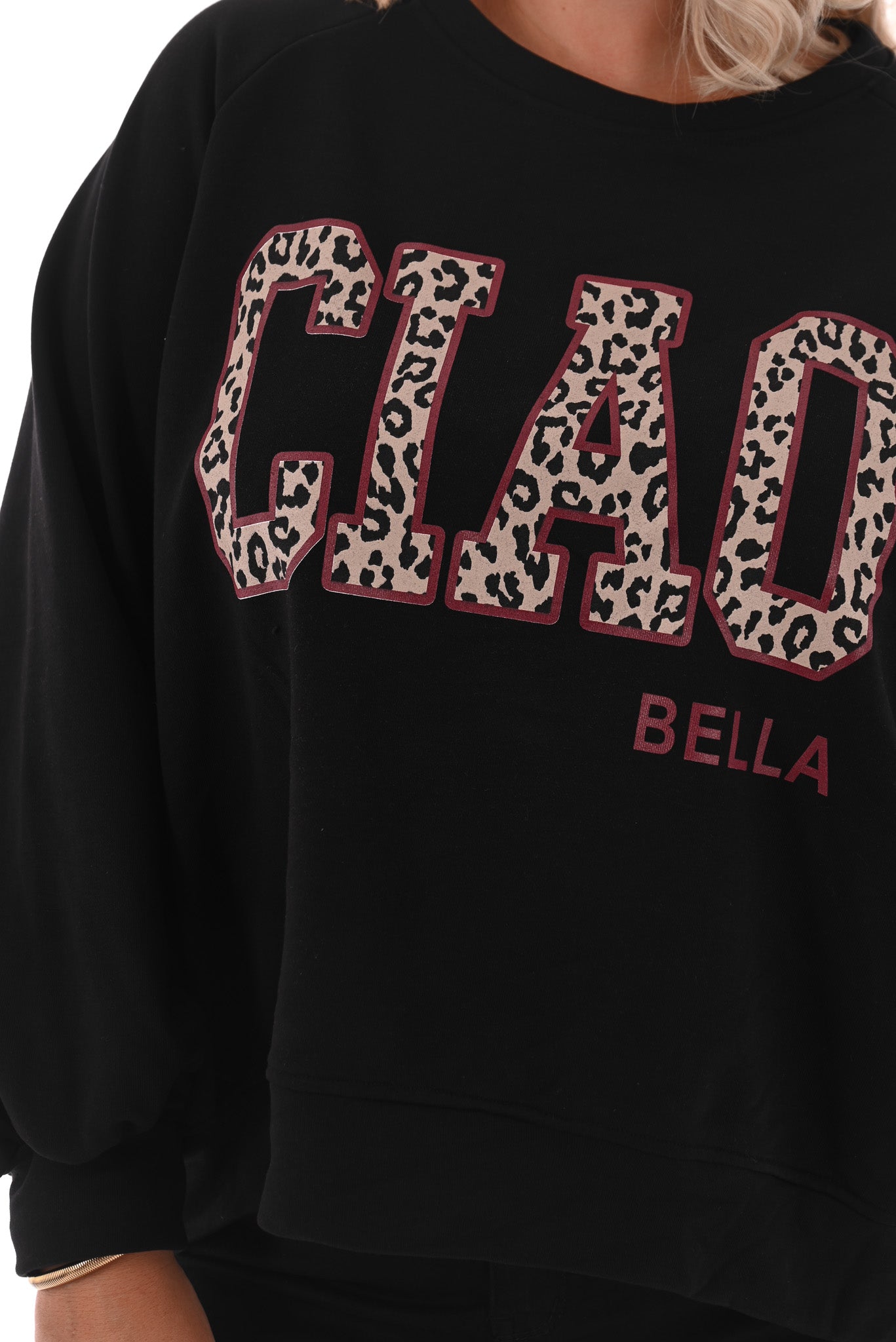 Sweater Ciao Bella panterprint zwart