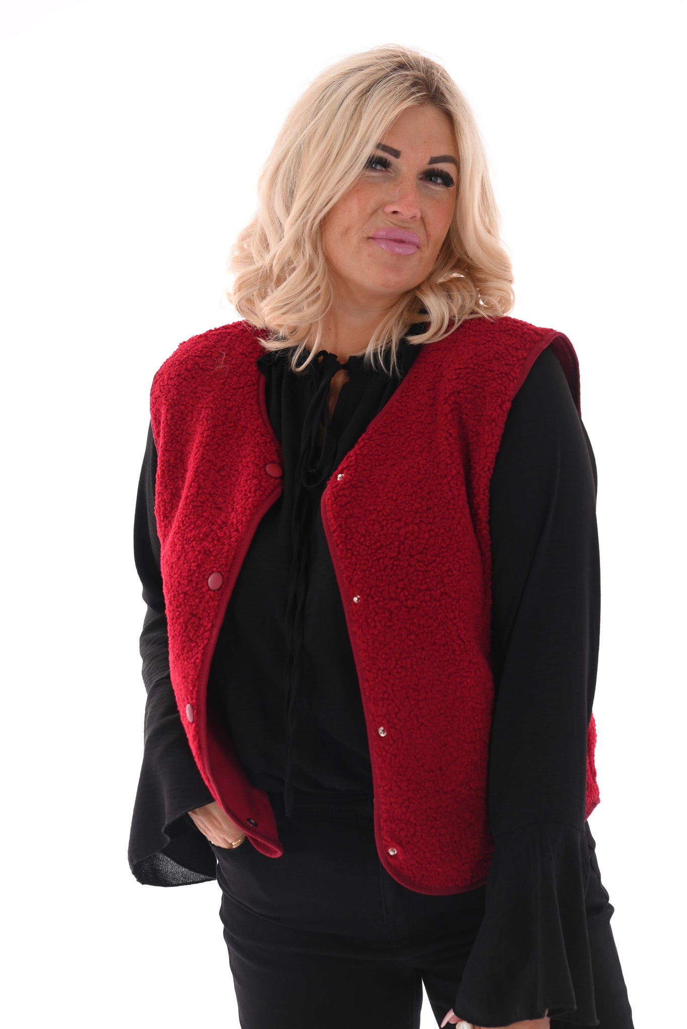 Teddy gilet rood