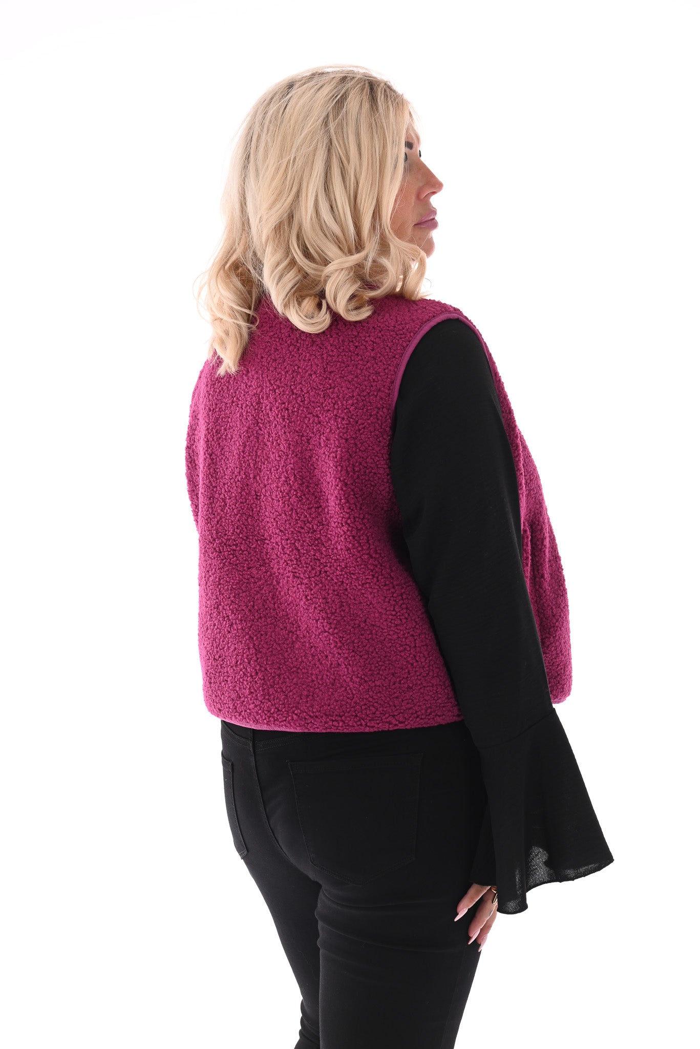 Teddy gilet magenta