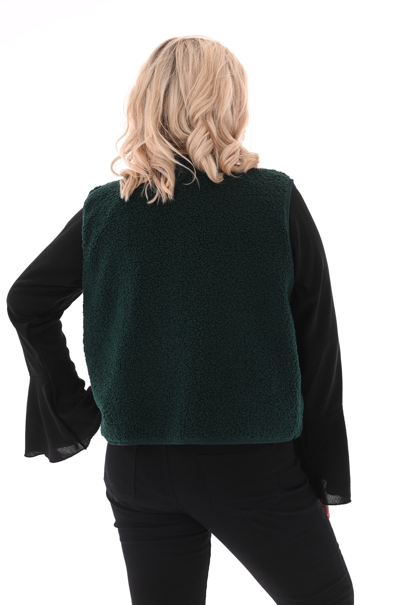 Teddy gilet flessengroen