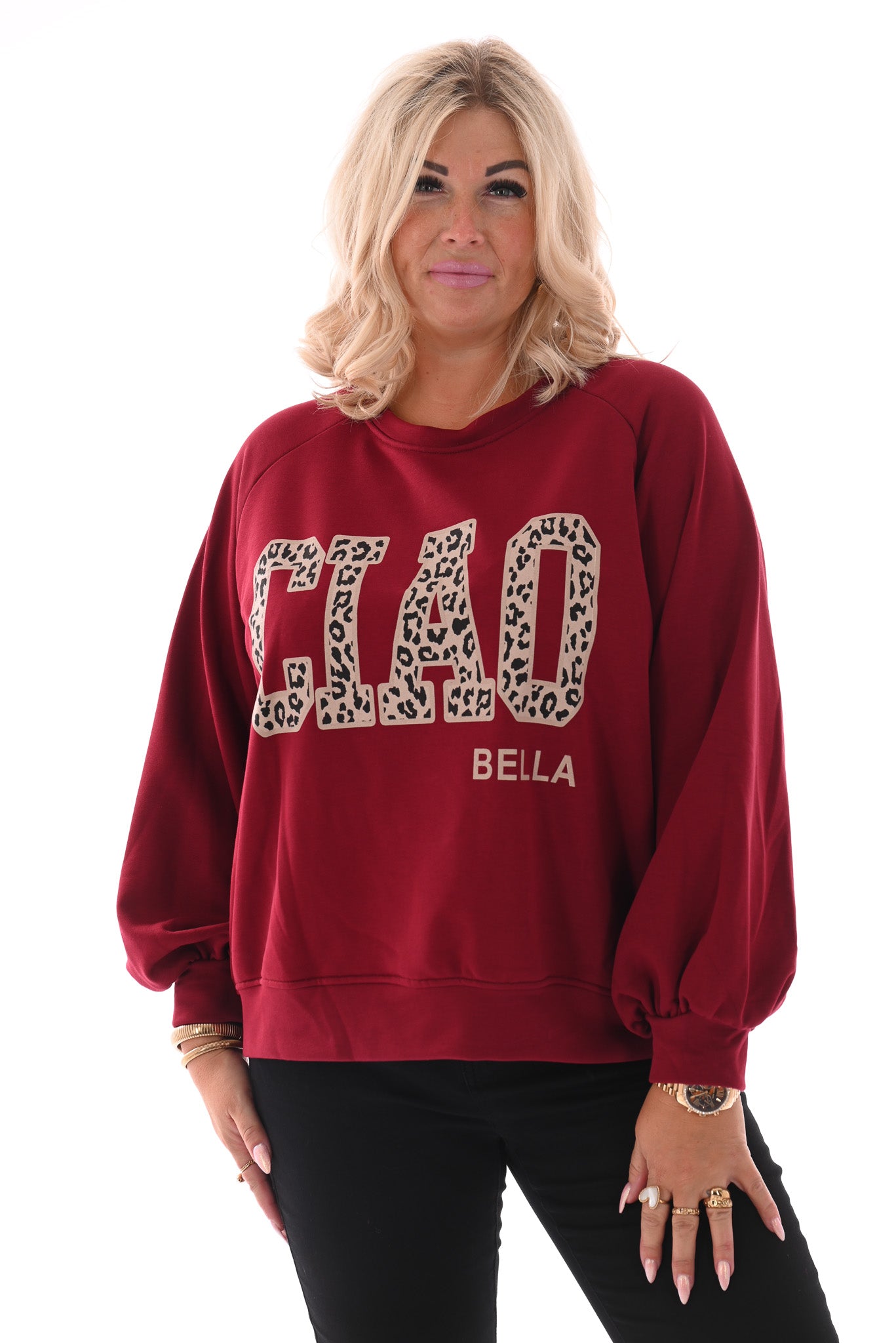 Sweater Ciao Bella panterprint rood