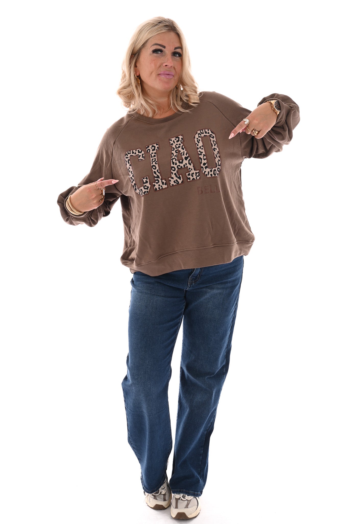Sweater Ciao Bella panterprint taupe