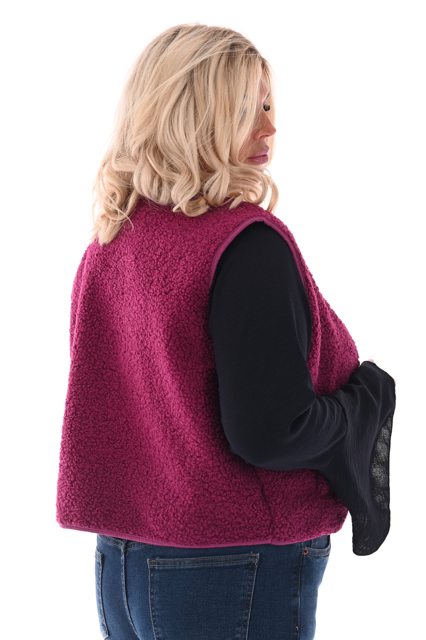 Teddy gilet smiley magenta