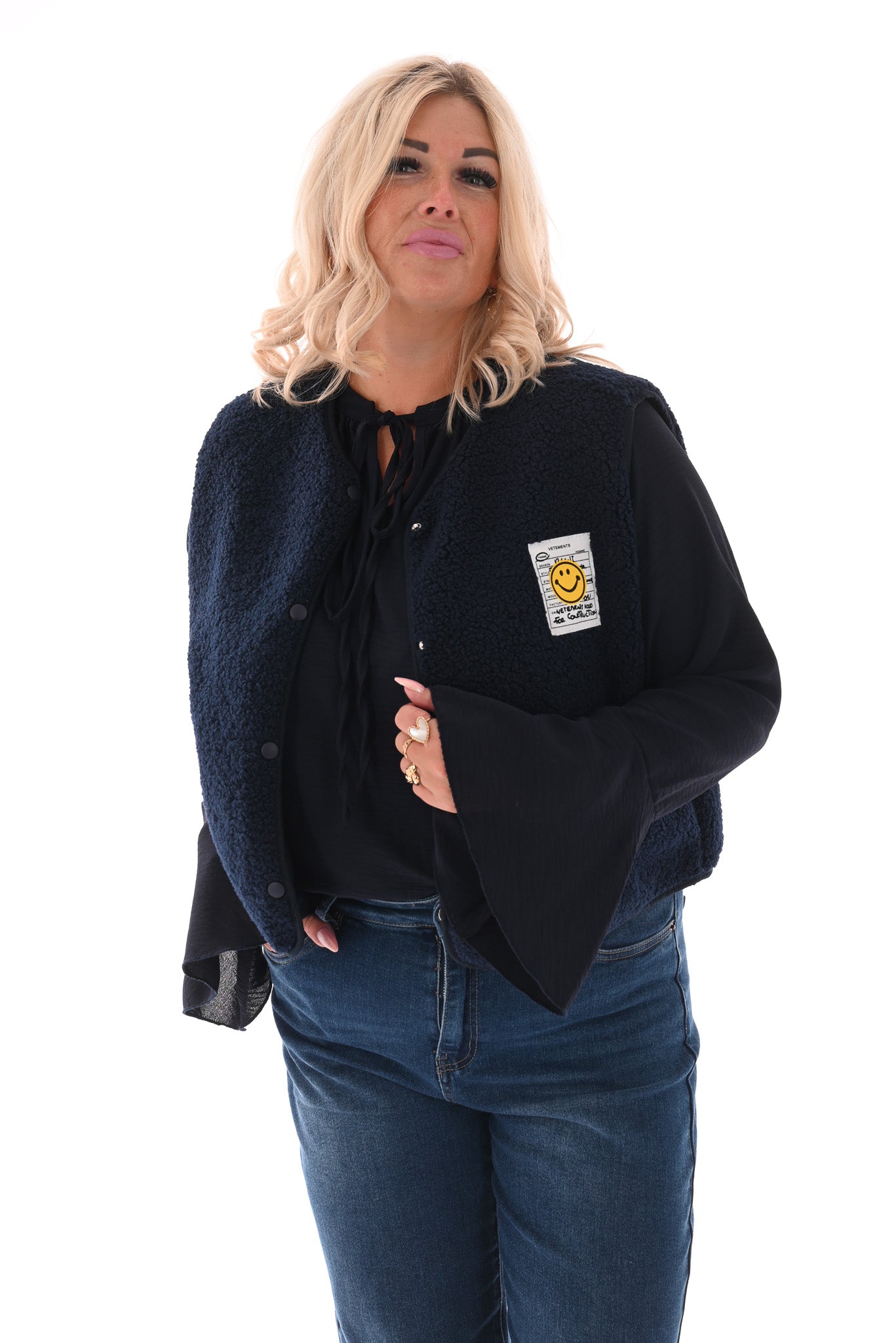Gilet teddy smiley marineblauw