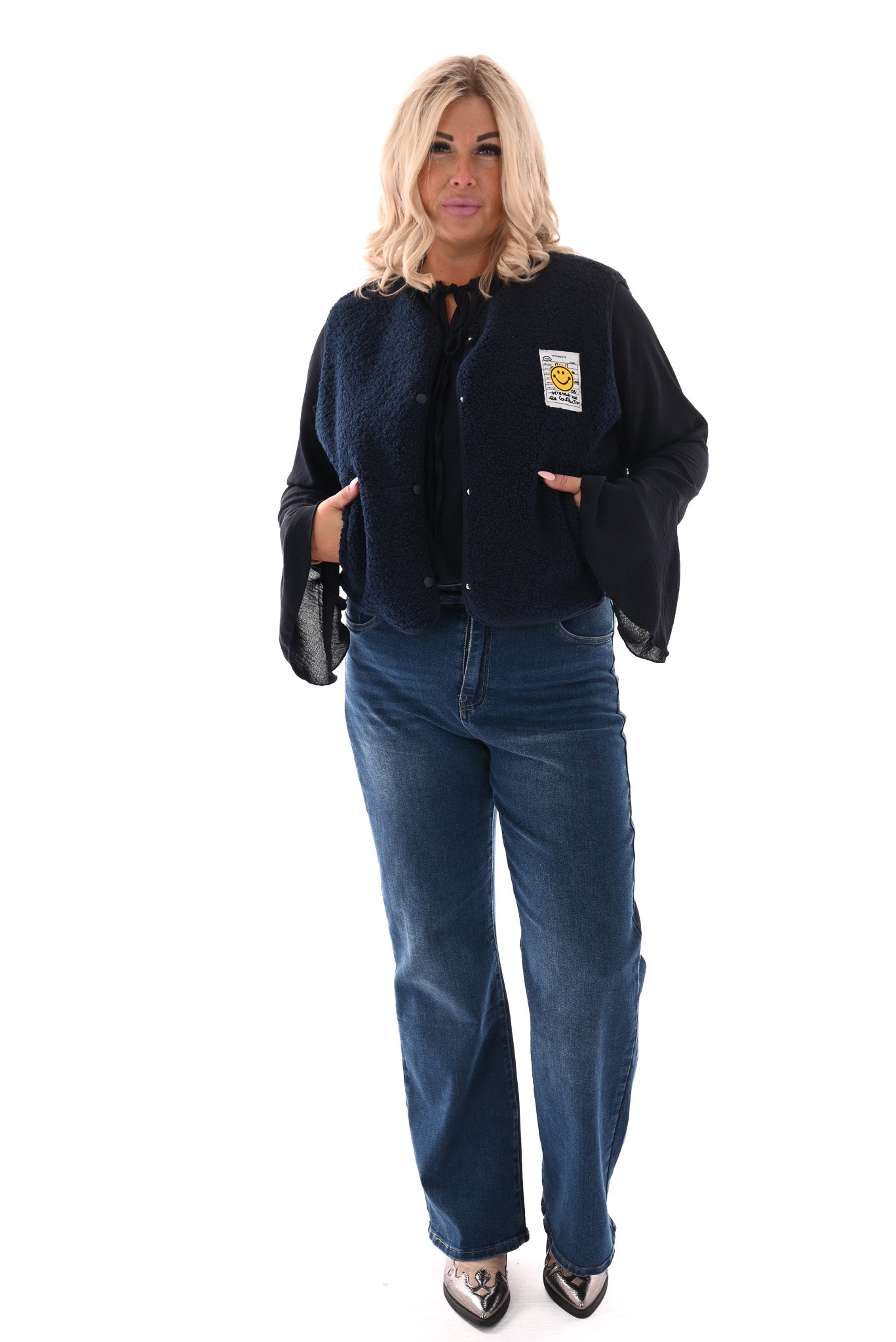 Gilet teddy smiley marineblauw