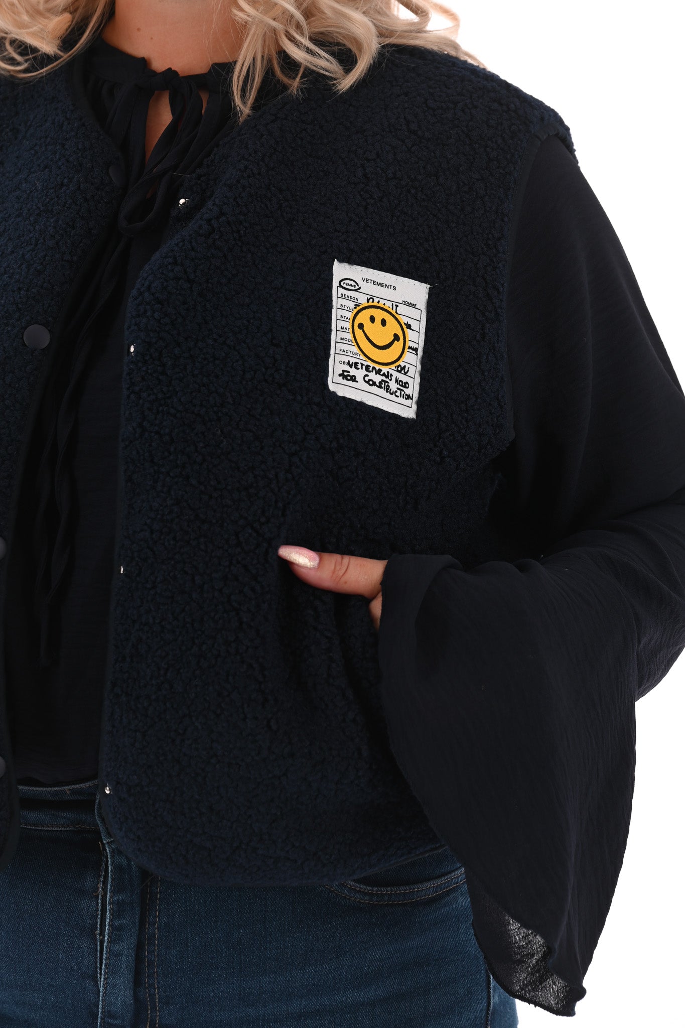 Gilet teddy smiley marineblauw