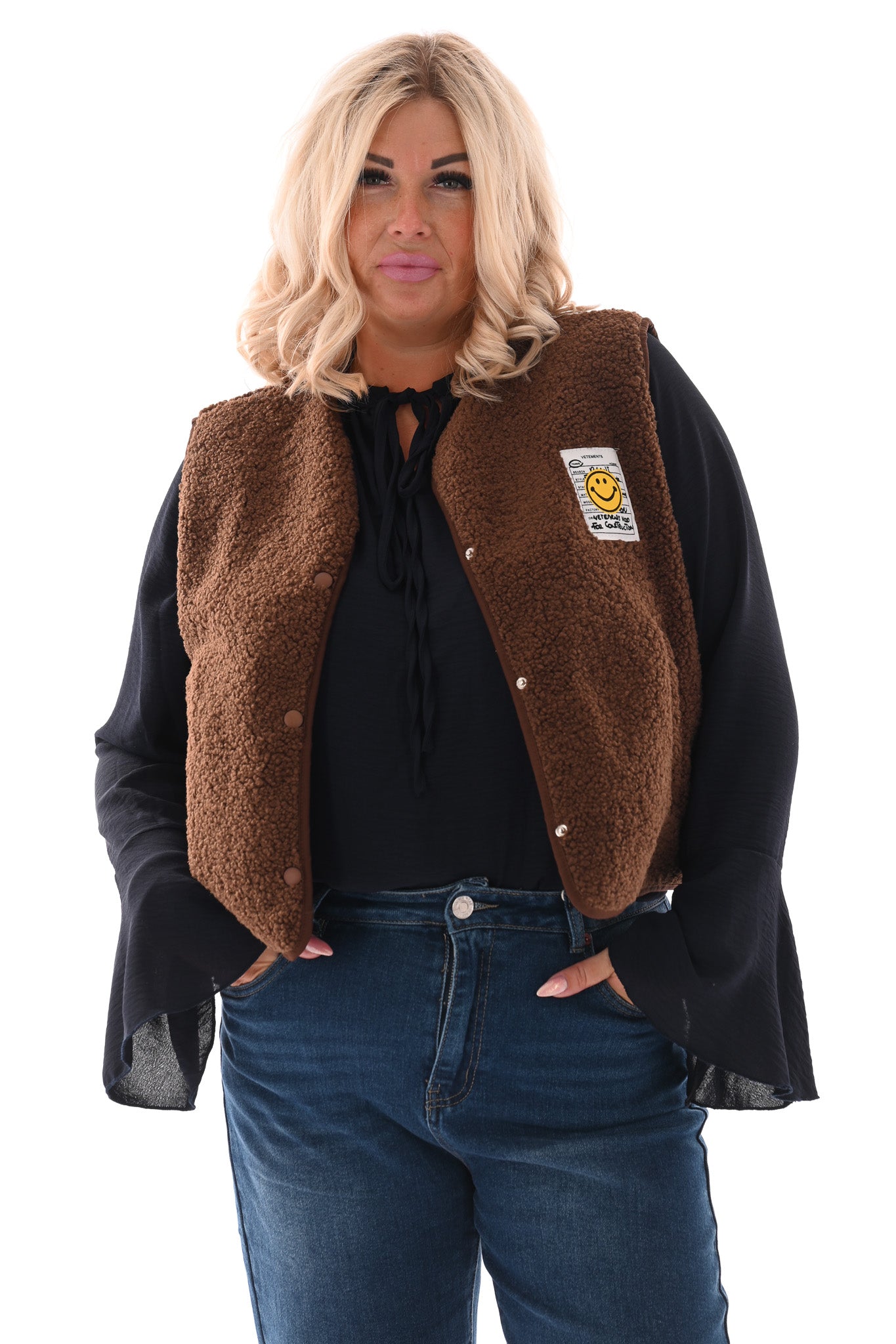 Gilet teddy smiley lichtbruin