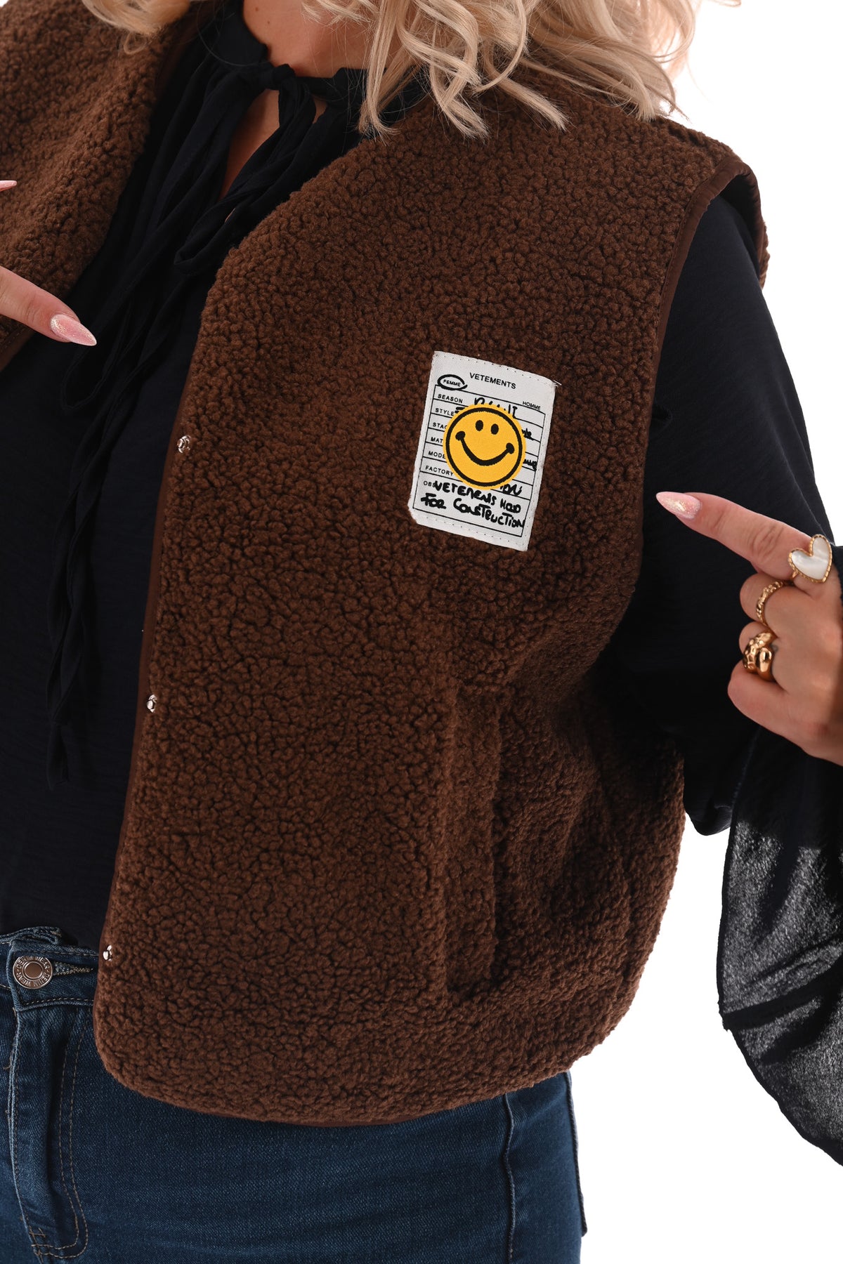 Gilet teddy smiley lichtbruin
