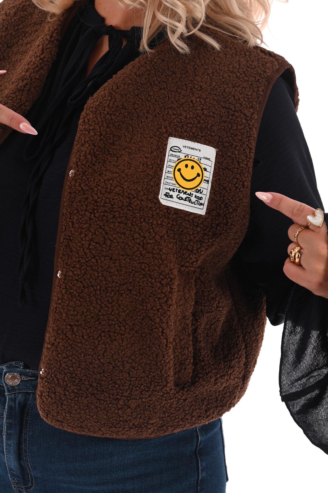 Gilet teddy smiley lichtbruin