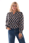 Top v-hals wave marineblauw