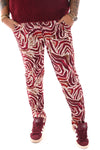 Broek print strepen bordeaux