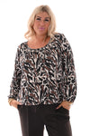 Basic top lange mouwen print vlekken zwart