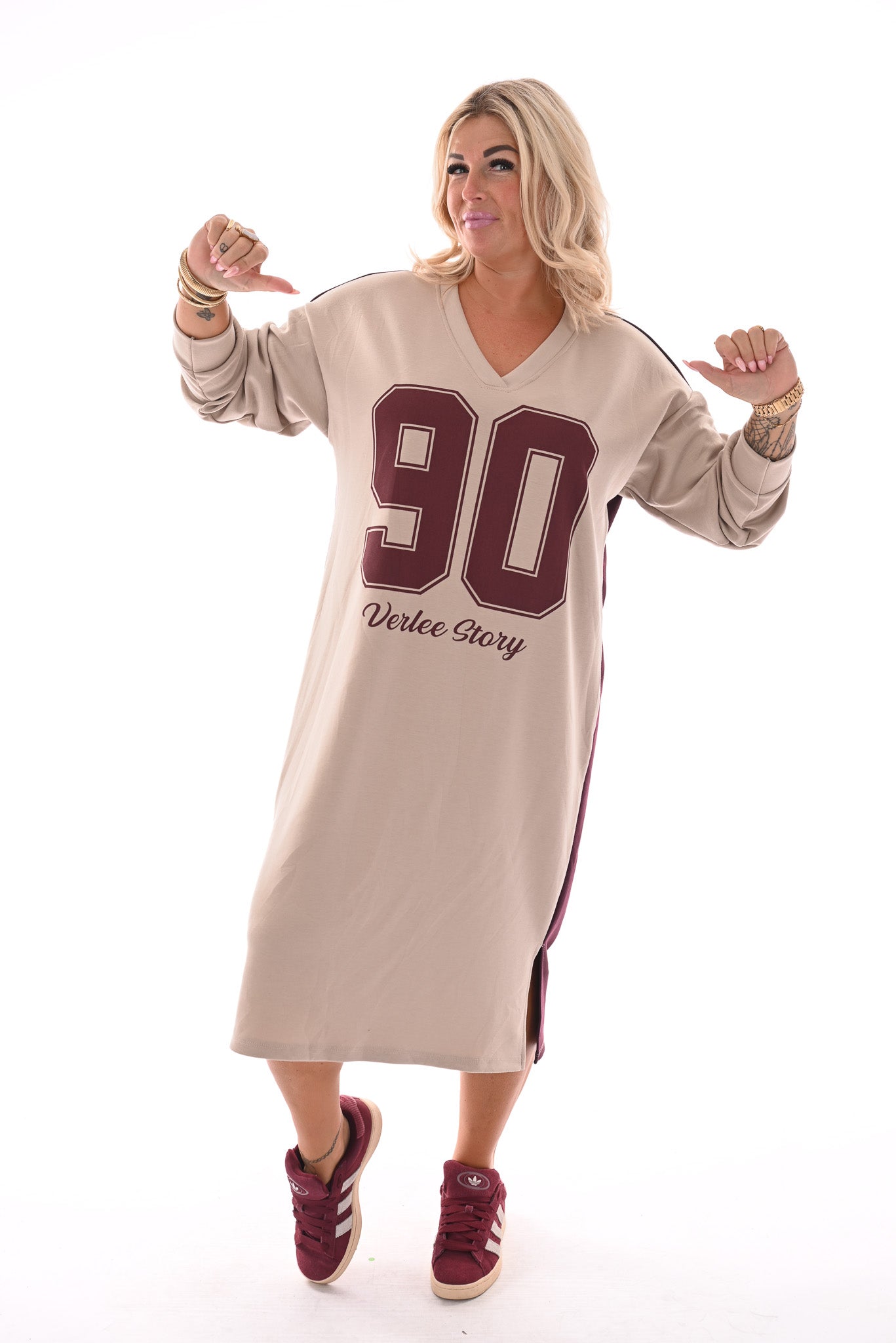 Sweaterdress 90's lange mouwen bordeaux