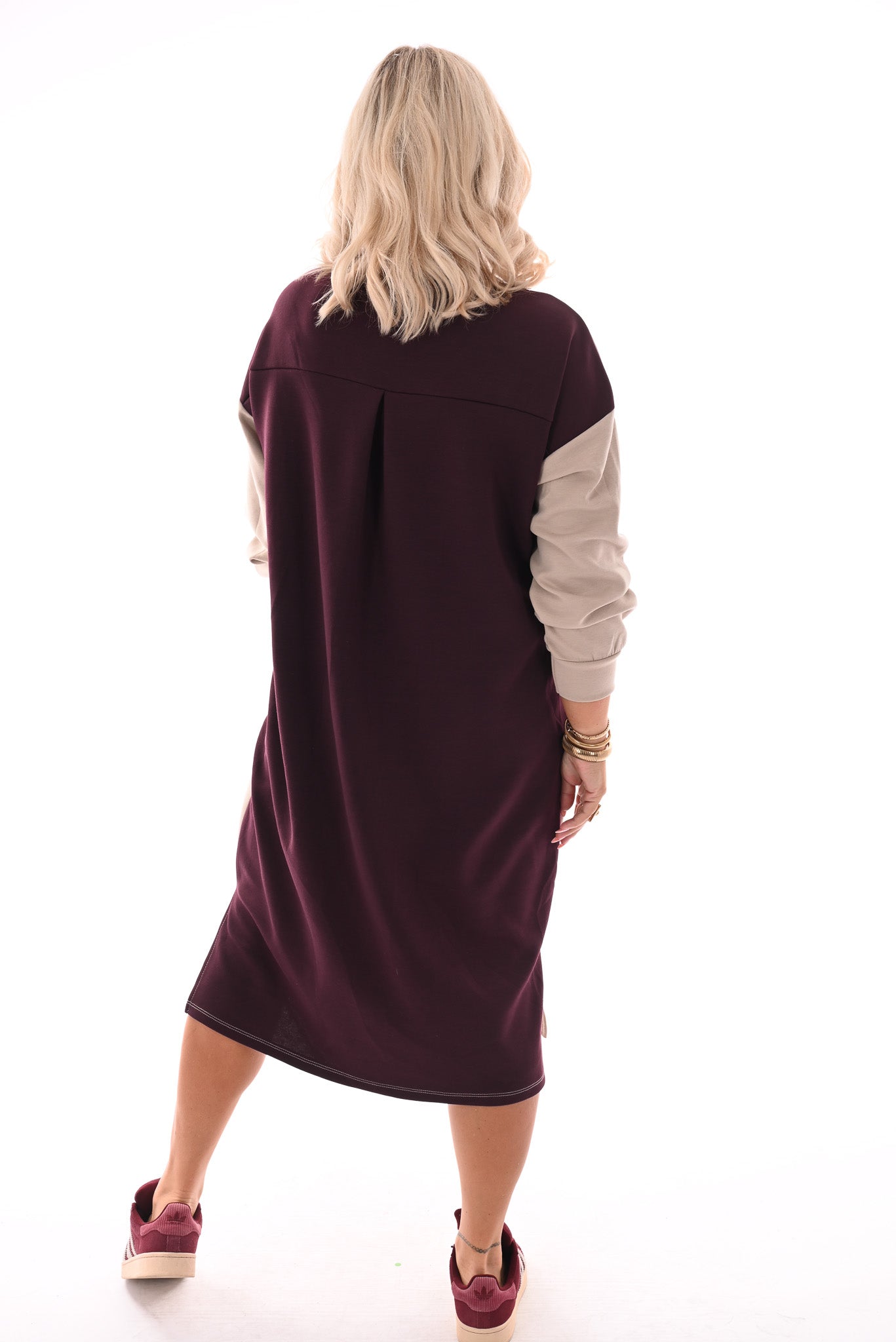 Sweaterdress 90's lange mouwen bordeaux