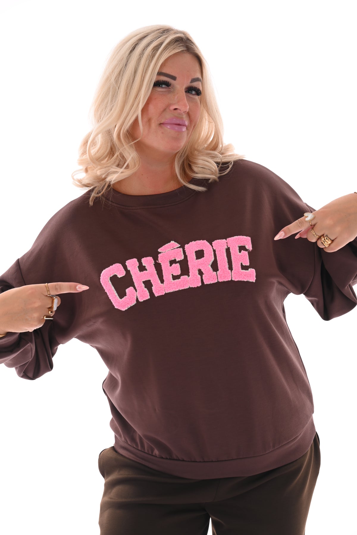 Sweater Cherie bruin/roze