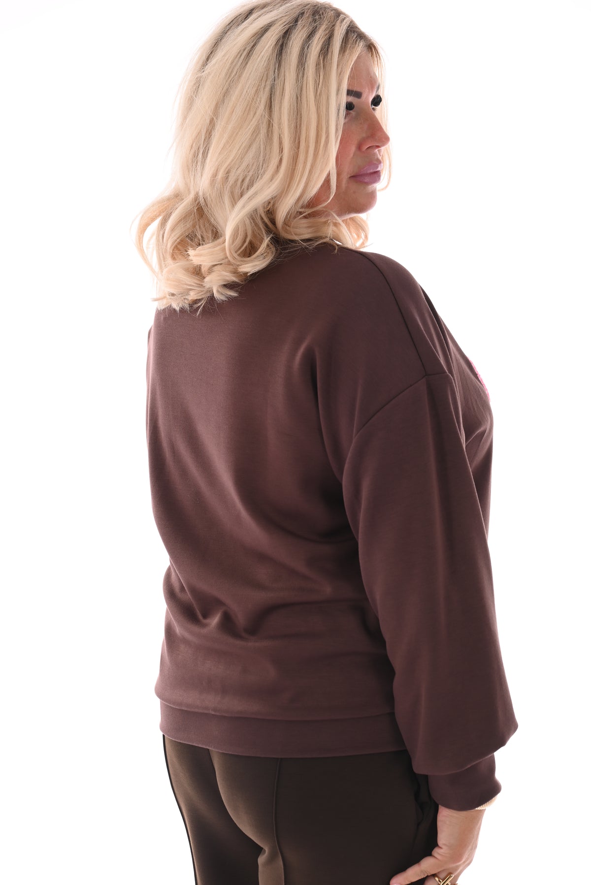 Sweater Cherie bruin/roze