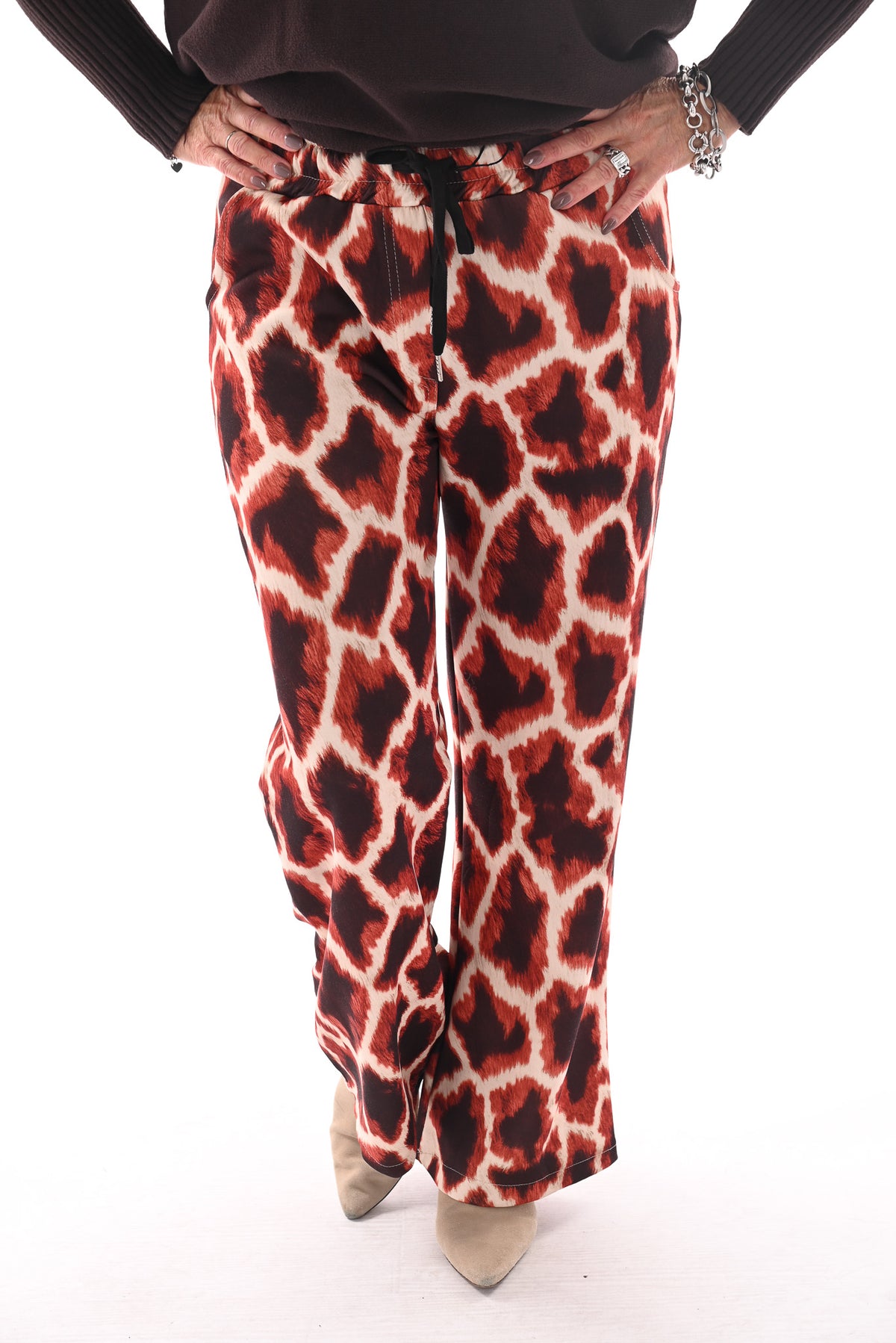 Broek giraffe print oranje