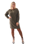 Sweaterdress deluxe met zakken legergroen